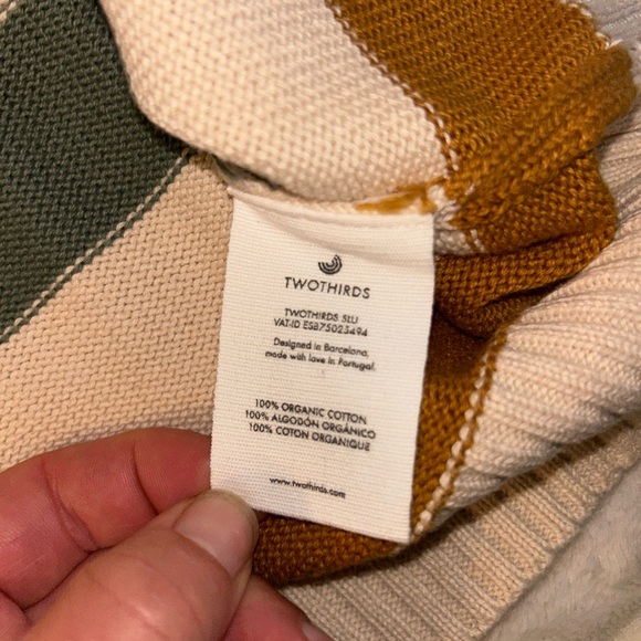 TwoThirds Womens Sweaters XL  Organic Cotton Jumper Pullover Striped Rib - Picture 5 of 7